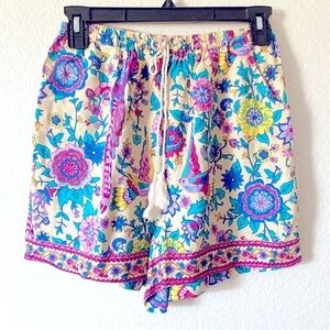 🍒 5/$25 🍒 Floral Boho Shorts with Drawstring & Tassels & Pockets